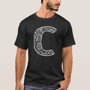 Capital Letter C  Floral Chic Boho Abstract Doodle T-Shirt