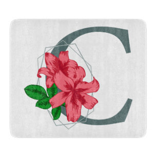 Capital letter C floral monogram Cutting Board