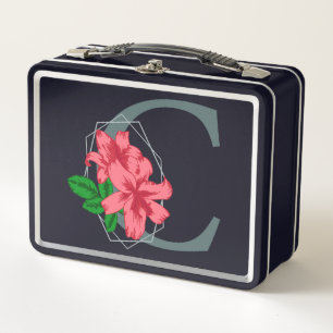Capital letter C floral monogram Metal Lunch Box