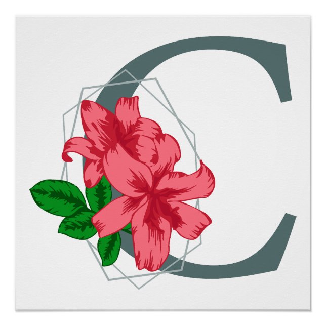 Capital letter C floral monogram Poster (Front)