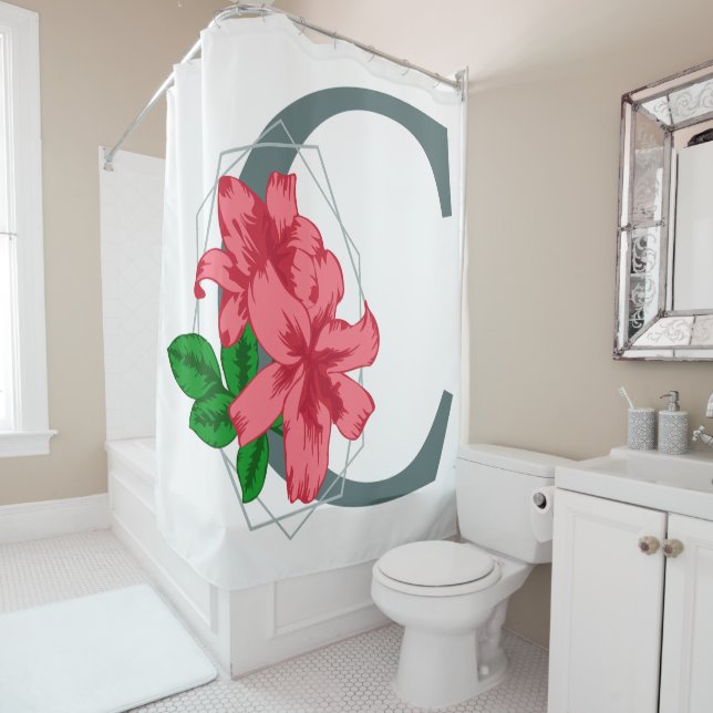 Capital letter C floral monogram Shower Curtain (In Situ)