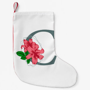 Capital letter C floral monogram Small Christmas Stocking