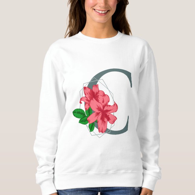 Capital letter C floral monogram Sweatshirt (Front)