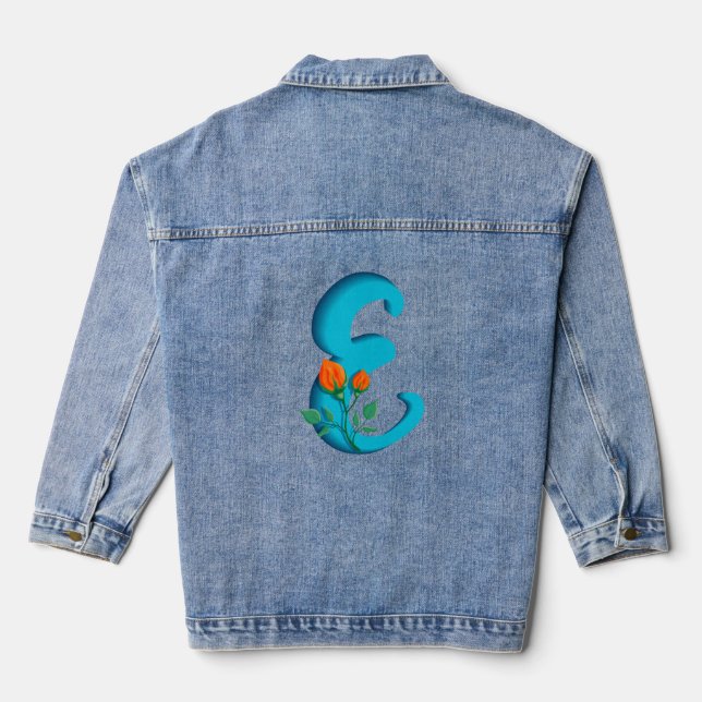Capital letter E floral monogram Denim Jacket (Back)