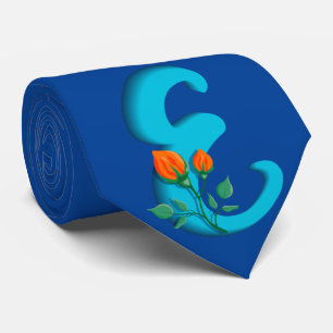 Capital letter E floral monogram Tie