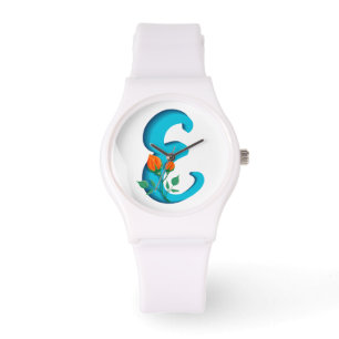 Capital letter E floral monogram Watch