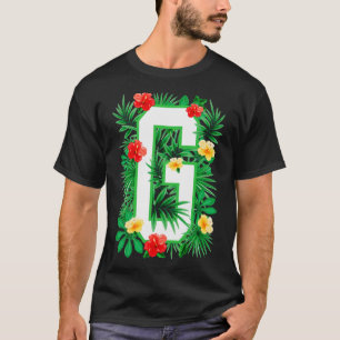 Capital Letter G Alphabet Monogram Initial Flower T-Shirt