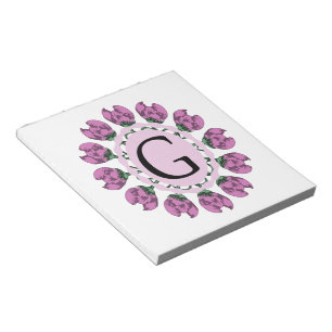 Capital letter G floral monogram Notepad
