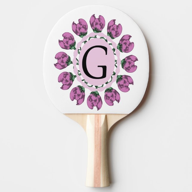 Capital letter G floral monogram Ping Pong Paddle (Front)