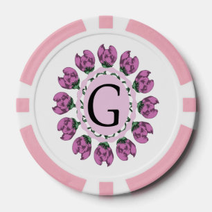 Capital letter G floral monogram Poker Chips