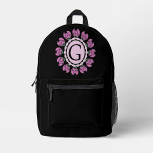 Capital letter G floral monogram Printed Backpack