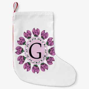 Capital letter G floral monogram Small Christmas Stocking