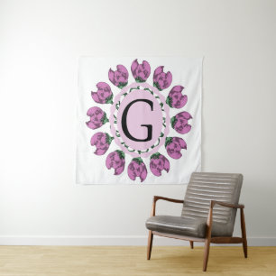 Capital letter G floral monogram Tapestry