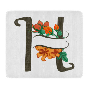 Capital letter H floral monogram Cutting Board