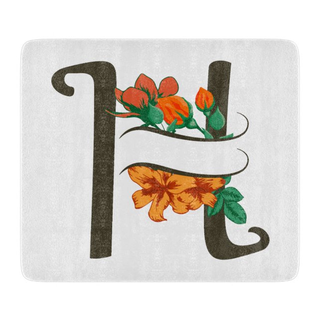 Capital letter H floral monogram Cutting Board (Front)