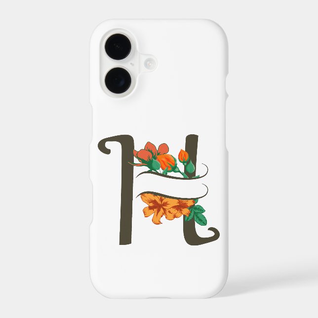 Capital letter H floral monogram iPhone Case (Back)