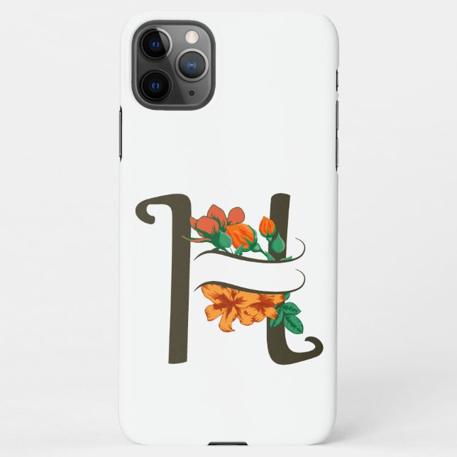 Capital letter H floral monogram iPhone Case (Back)