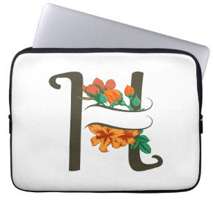 Capital letter H floral monogram Laptop Sleeve