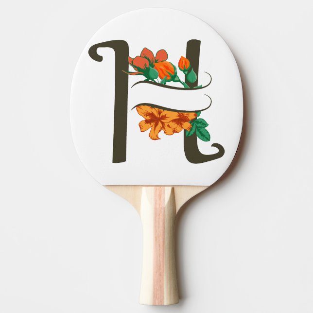 Capital letter H floral monogram Ping Pong Paddle (Front)