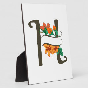 Capital letter H floral monogram Plaque