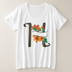 Capital letter H floral monogram Plus Size T-Shirt