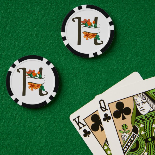 Capital letter H floral monogram Poker Chips (Poker Table (Double))