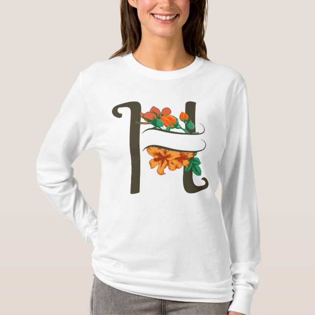 Capital letter H floral monogram T-Shirt (Front)