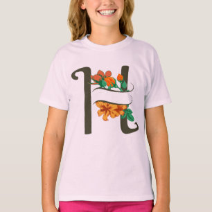 Capital letter H floral monogram T-Shirt
