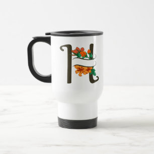 Capital letter H floral monogram Travel Mug