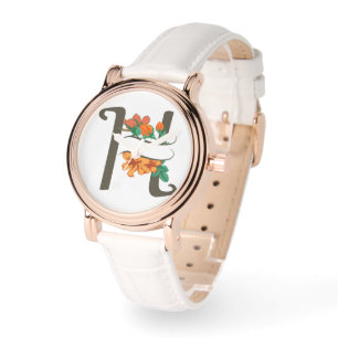 Capital letter H floral monogram Watch