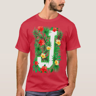 Capital Letter J Alphabet Monogram Initial Flower  T-Shirt
