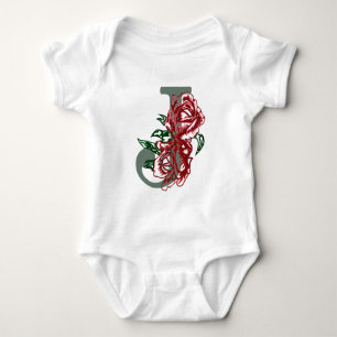 Capital letter J floral monogram Baby Bodysuit