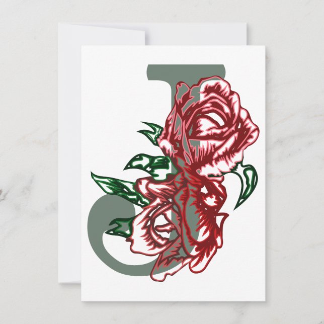 Capital letter J floral monogram Invitation (Front)