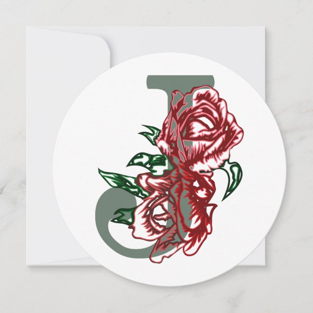 Capital letter J floral monogram Invitation (Front)