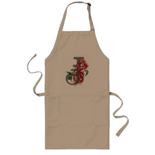 Capital letter J floral monogram Long Apron