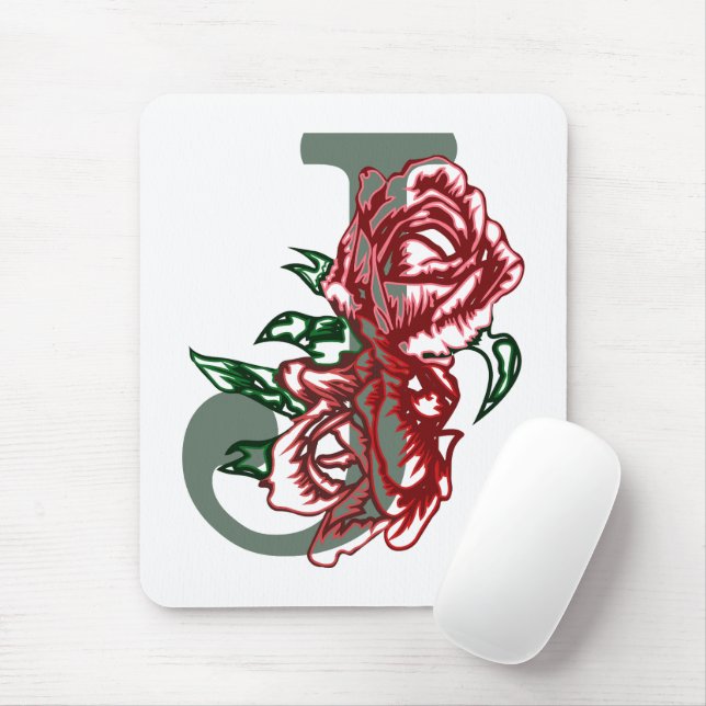 Capital letter J floral monogram Mouse Pad (With Mouse)