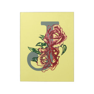 Capital letter J floral monogram Notepad