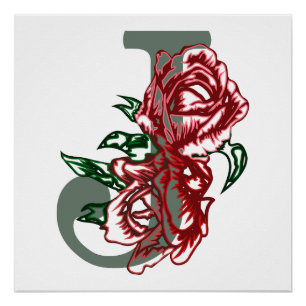 Capital letter J floral monogram Poster