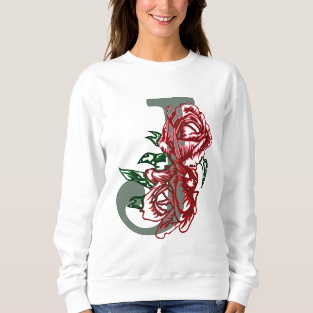 Capital letter J floral monogram Sweatshirt (Front)