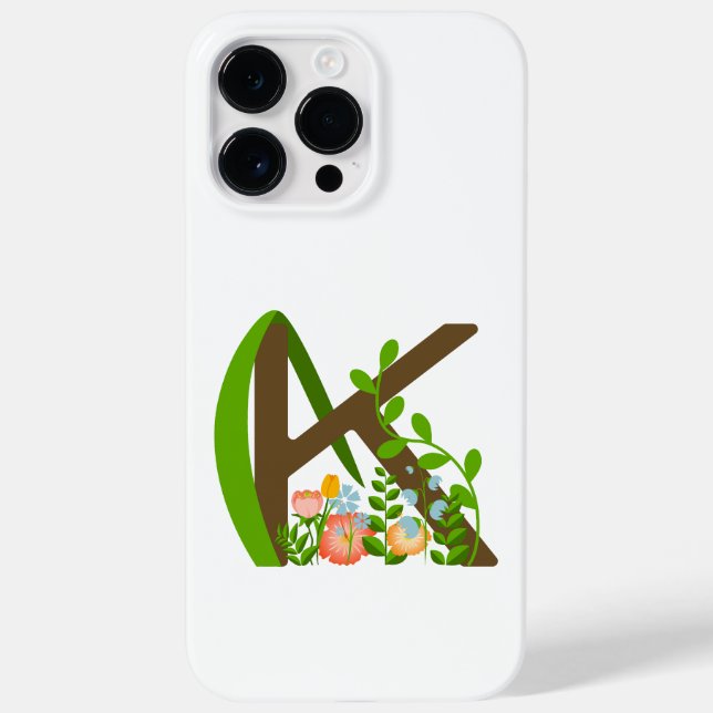 Capital letter K floral monogram Case-Mate iPhone Case (Back)