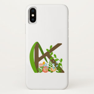 Capital letter K floral monogram Case-Mate iPhone Case