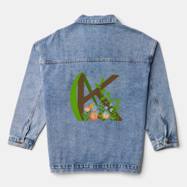 Capital letter K floral monogram Denim Jacket (Back)