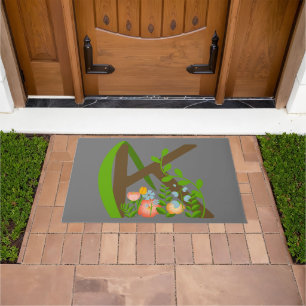 Capital letter K floral monogram Doormat