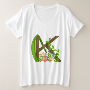 Capital letter K floral monogram Plus Size T-Shirt