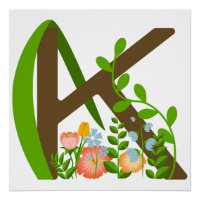 Capital letter K floral monogram