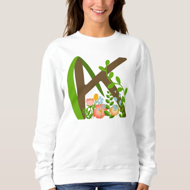 Capital letter K floral monogram Sweatshirt (Front)