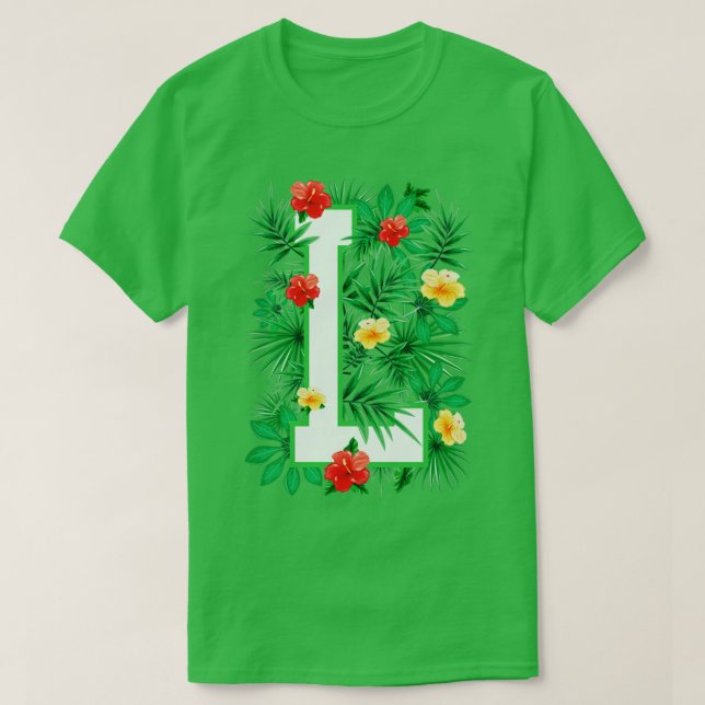 Capital Letter L Alphabet Monogram Initial Flower  T-Shirt (Design Front)
