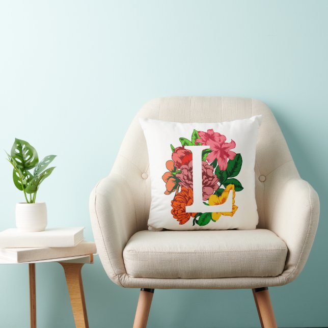 Capital letter L floral monogram Cushion (Chair)