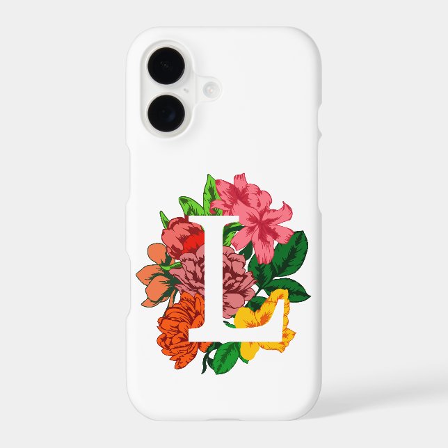 Capital letter L floral monogram iPhone Case (Back)
