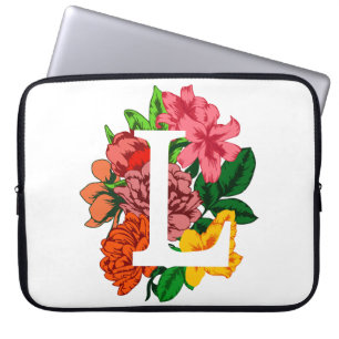 Capital letter L floral monogram Laptop Sleeve
